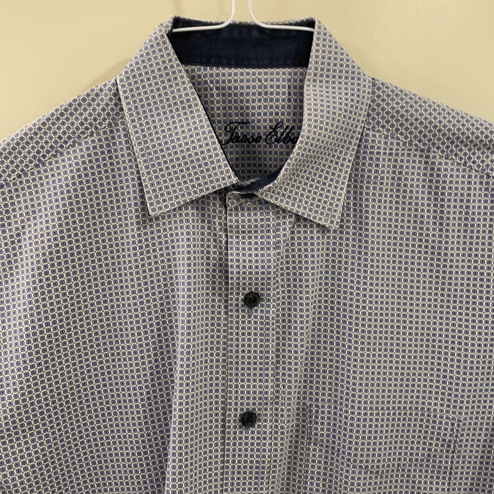 EUC Tasso Elba Blue Patterned Dress Shirt